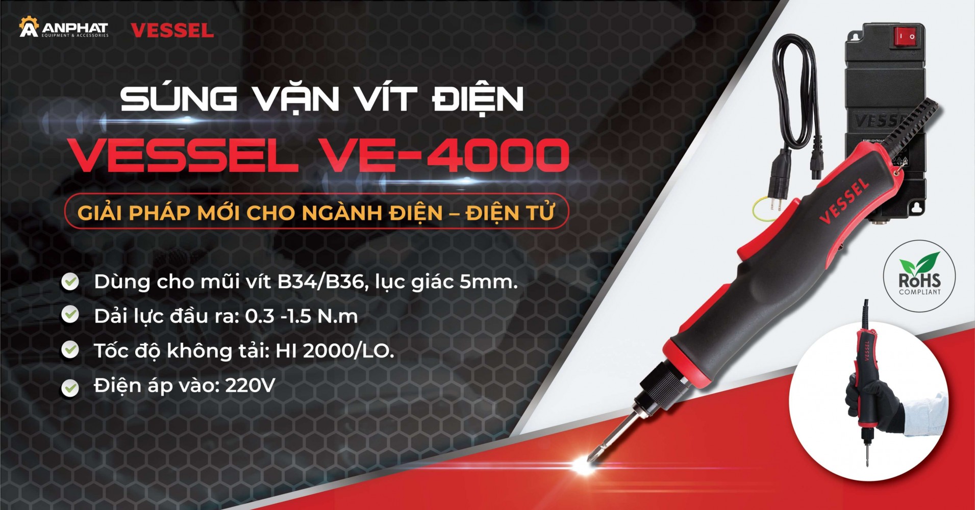 Súng vặn vít điện VE-4000 - Lựa chọn tối ưu cho ngành điện, điện tử - Dụng  cụ cầm tay Vessel